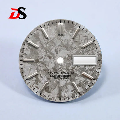 28.5mm Ice Crystal Titanium Dial No Lume for NH35 NH36 Movement Day Date