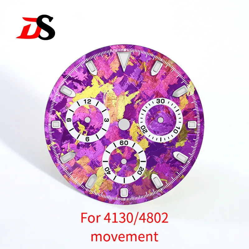 29.5mm Ice Crystal Titanium Dial for 4130 Movement Blue Lume Watch Accessories