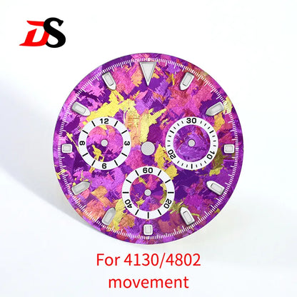 29.5mm Ice Crystal Titanium Dial for 4130 Movement Blue Lume Watch Accessories