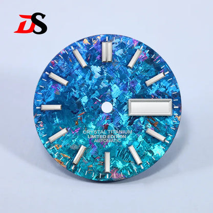 28.5mm Ice Crystal Titanium Dial No Lume for NH35 NH36 Movement Day Date