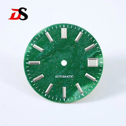 African Jade 28.5mm Dial No Lume NH38 Movement NO Date Blue Lume Stone Dial