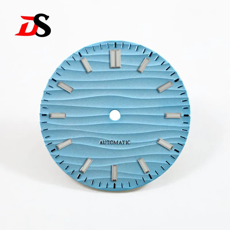No Date 28.5mm Wave Dial Blue Lume for NH35 ETA2824 SW200 MIYOTA 9015 Movement