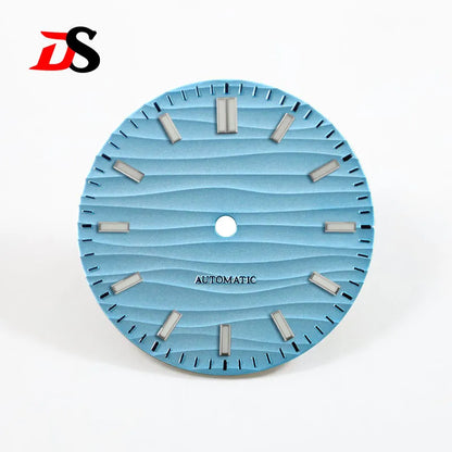 No Date 28.5mm Wave Dial Blue Lume for NH35 ETA2824 SW200 MIYOTA 9015 Movement