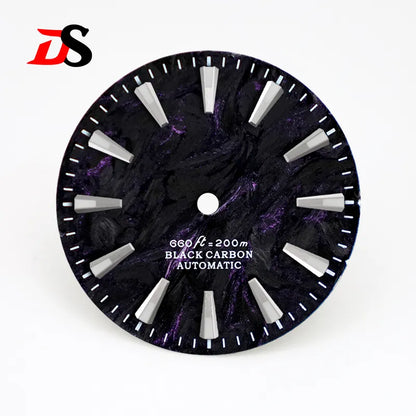 28.5mm Rich Color Lava Texture Carbon Fiber Dial BGW9 C3 Lume for NH35 Movement No date