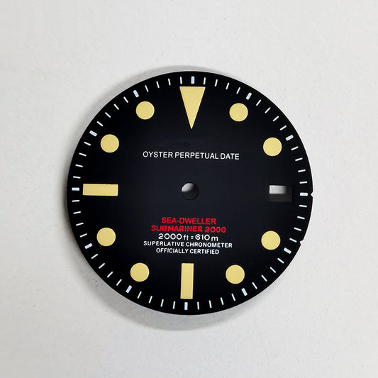 Vintage 28.5mm Matte Black Dial Beige Lume SKX007 for NH36