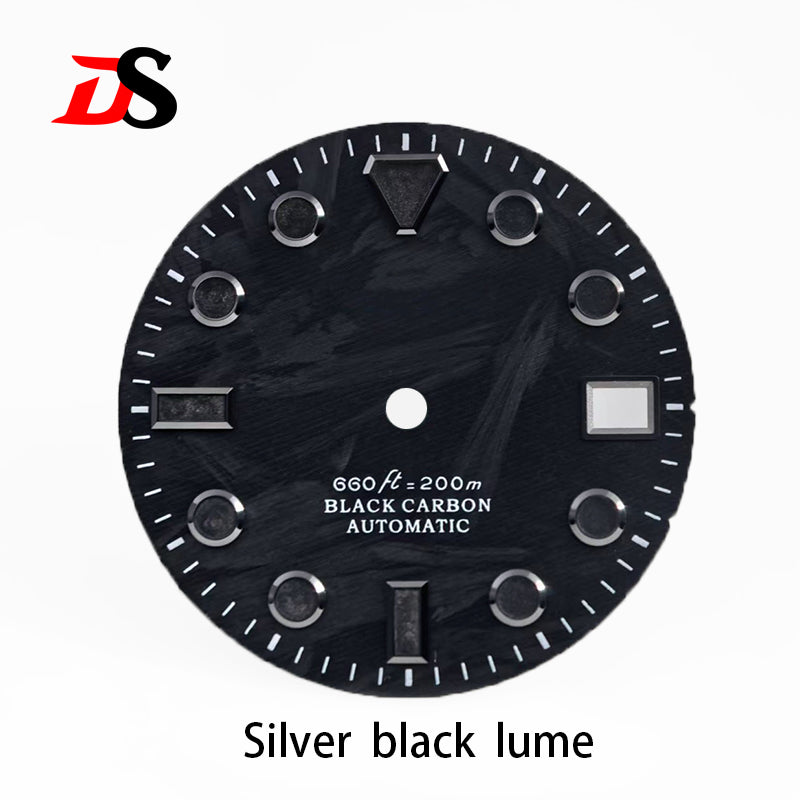 Black Carbon Fiber Dial 28.5mm NH35 Dial Black Lume GS