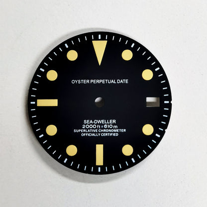 Vintage 28.5mm Matte Black Dial Beige Lume SKX007 for NH36