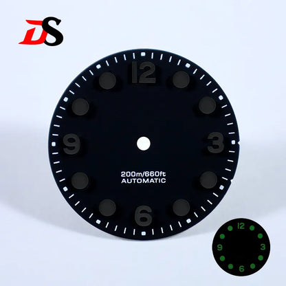 28.5mm Retro 369 Number Dial Gradient Matte Dial Black Lume for NH35NH38 Movement No Date Dial