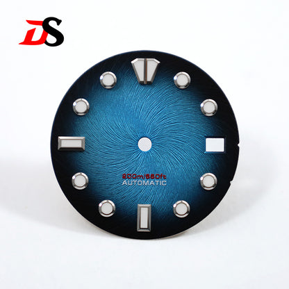 NH35 28.5mm No Tick Mark Dial Texture Index Blue-green Luminous