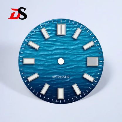 28.5mm Gradient Wave Dial Blue Lume for NH35/NH38 Movement