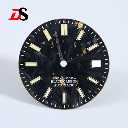 28.5MM Carbon Fiber Dial Date Index BGW9 Lume for MIYOTA 9015 /ETA2824 Movement