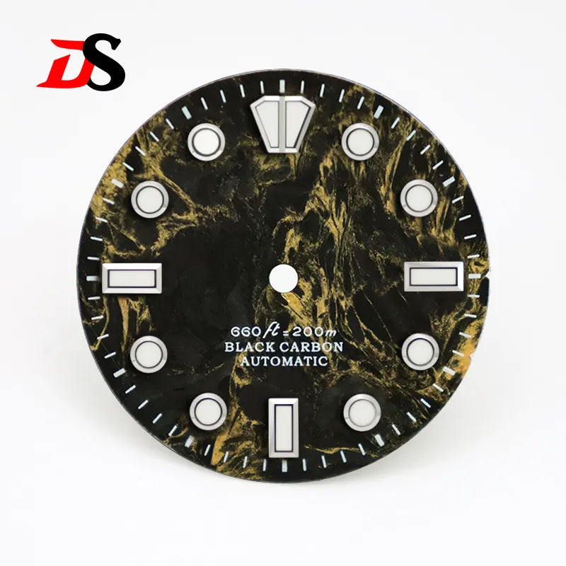 28.5mm Dial Rich Color LavaTexture Carbon Fiber Dial BGW9 Lume for NH35 Movement No Date/3o'clock Date
