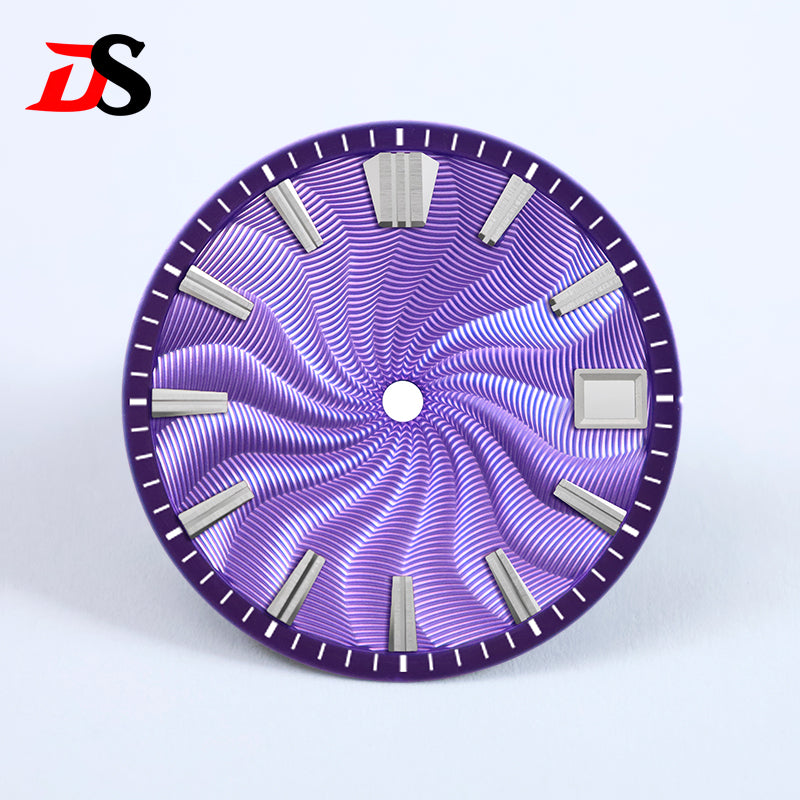 Guilloche 28.5mm  Dial GS MOD Silver Index No Lume Sterile NH35NH34NH38 Movement 3 O'clock /6O'clock /no Date