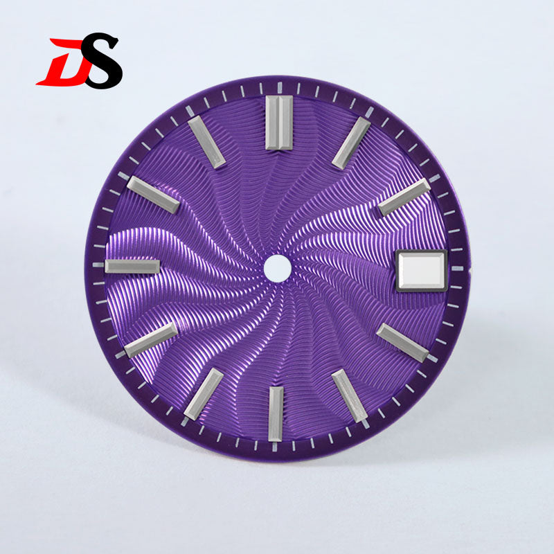 Guilloche Watch Dial 28.5mm No Lume NH35 Sterile Ice Blue Smoky Purple NH34 NH38 No Date