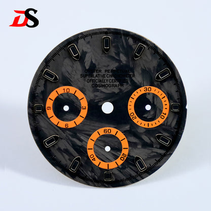 Carbon Fiber Dial Blue Lume for VK63 Movement Black Lume 29.5mm Dial