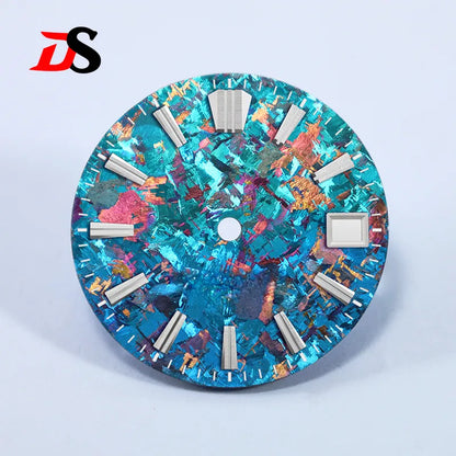Gradient Sea Blue Watch Dial Crystal Titanium Texture NO Lume NH35 Movement 28.5mm