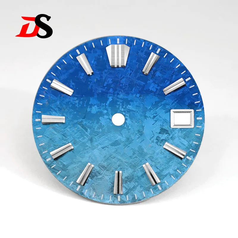 Gradient Sea Blue Watch Dial Crystal Titanium Texture NO Lume NH35 Movement 28.5mm