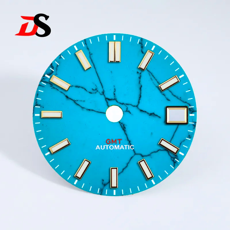28.5mm Dial Natural Turquoise Dial Blue Lume NH34GMT Movement