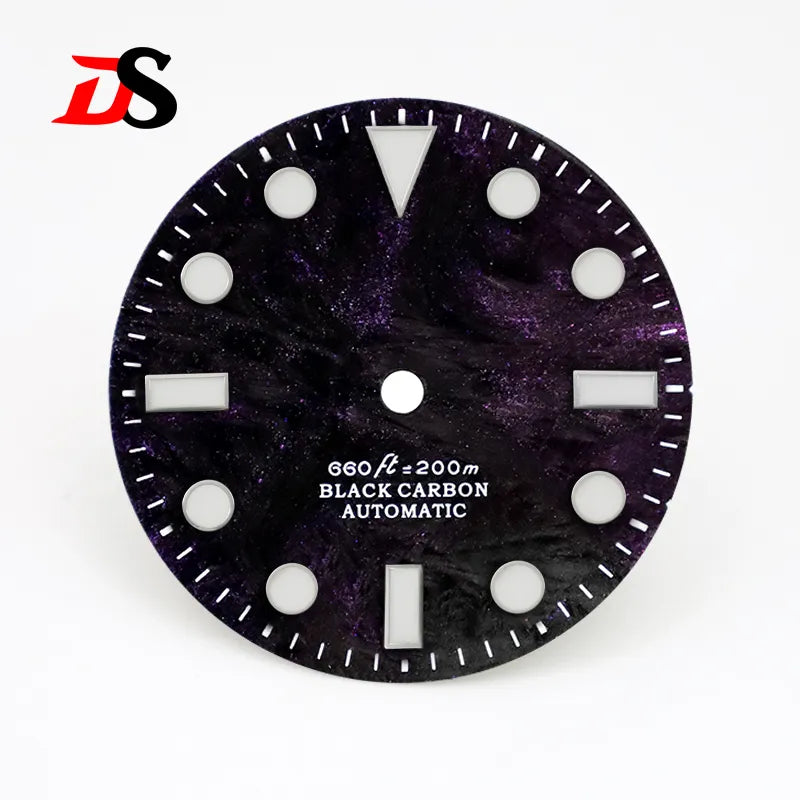 28.5mm dial No Date Rich Color Lava Dial YM Index Carbon Fiber Dial BGW9 C3 Lume for NH35 Movement