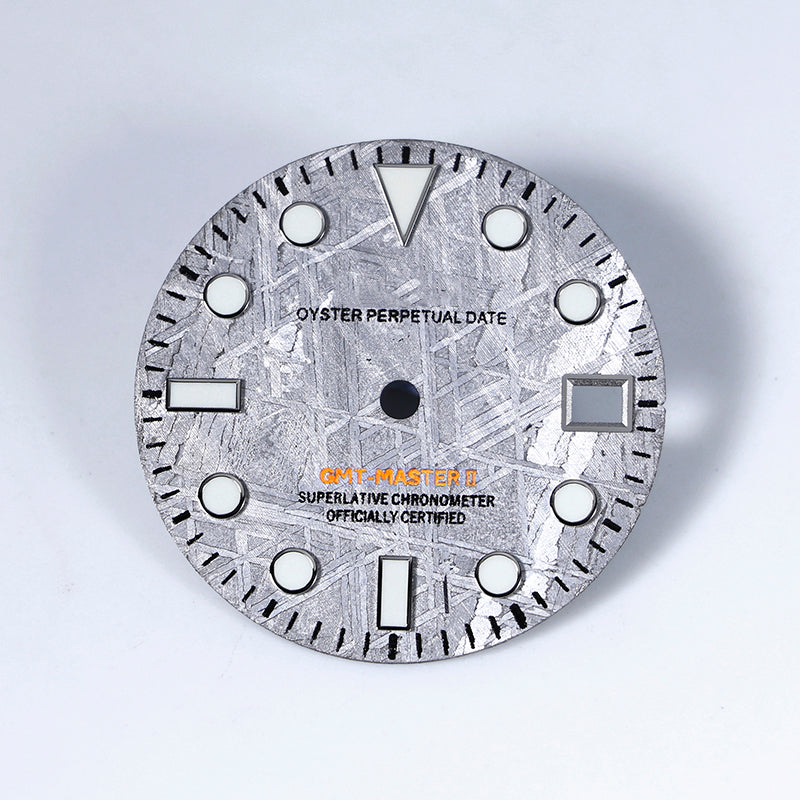 28.5mm Natural Gray GMT Meteorite Dial BGW9 C3 Lume NH34 Movement