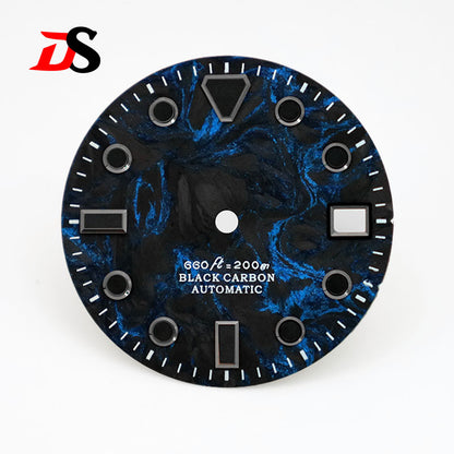 28.5MM Dial Rich Color Lava Carbon Fiber Dial Black Lume High Quality for NH35 Movement No date/3o'clock date