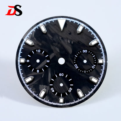 Carbon Fiber Dial Blue Lume for VK63 Movement 29.5mm Black Lume