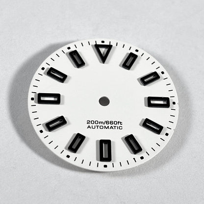 Matte 28.5mm Dial Hollow Index Dark Green Lume SKX007 for NH36 Movement 3 O'clock date/No Date Window