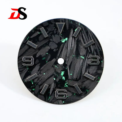 28.5mm Broken Carbon Dial 369 Black Lume Fit NH35 NH36 Movement