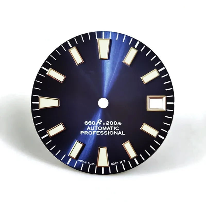 28.5mm Dial Sunburst Dial Green Lume Modified Watch NH35 Movement