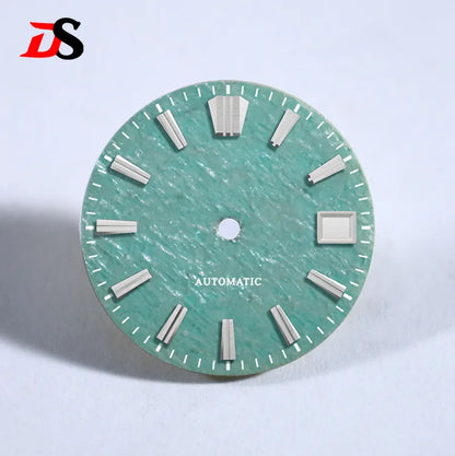 NH35 Dial Tianhe Jade 28.5mm White Tick Mark NH38 Movement Stone No Date Blue Lume/no Lume