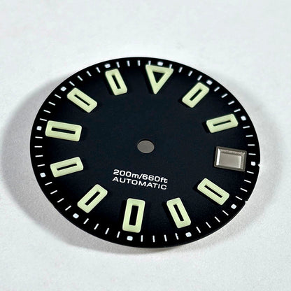 28.5mm Matte Black Dial Hollow Index BGW9 C3 Lume SKX007 for NH36 Movement