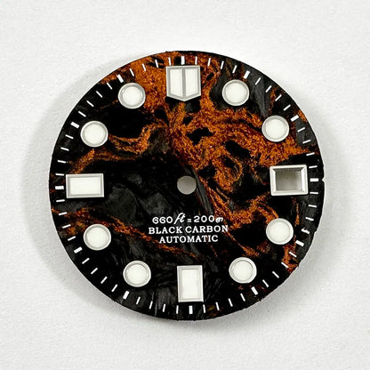Rich Color Lava Texture Carbon Fiber Dial BGW9 C3 Lume for NH35 Movement 28.5mm Dial 3o'clock date