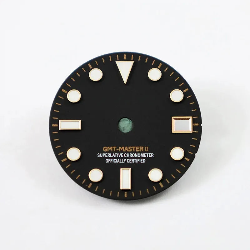 Matte Black Dial Blue Lume NH34 GMT Movement Mod 28.5mm