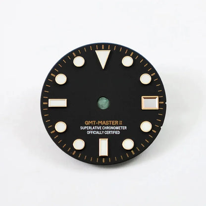 Matte Black Dial Blue Lume NH34 GMT Movement Mod 28.5mm