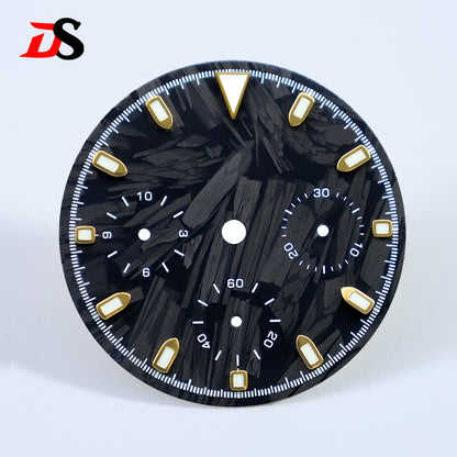 Carbon Fiber Dial Blue Lume for VK63 Movement 29.5mm Black Lume