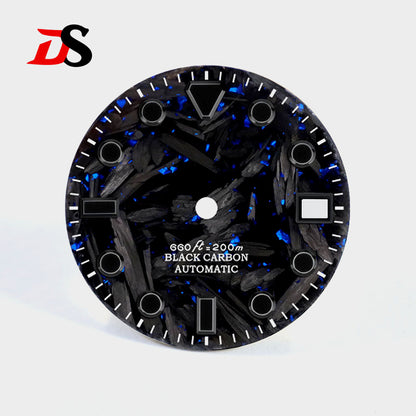 Black Lume New Carbon Fiber Dial Hypotenuse Index Fit NH35 Movement 28.5mm