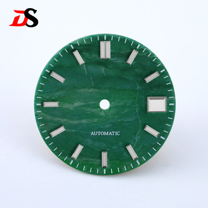 African Jade 28.5mm Dial No Lume NH38 Movement Date Blue Lume Stone Dial
