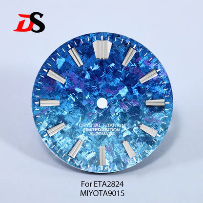 28.5mm Dial Ice Crystal Titanium Dial GS MOD No Lume NH35 NH38 ETA2824/MIYOTA 9015 Movement No Date Dial