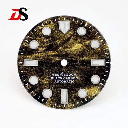 Carbon Fiber Dial Rich Color Lava BWG9 C3 Lume for NH35 Movement 3o'clock Date/No Date 28.5mm