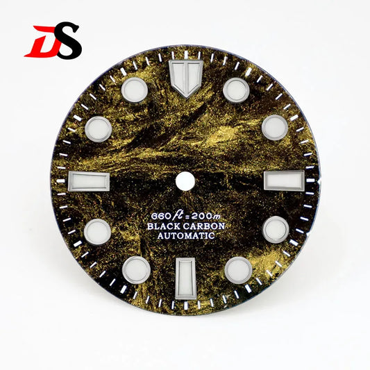 Carbon Fiber Dial Rich Color Lava BWG9 C3 Lume for NH35 Movement 3o'clock Date/No Date 28.5mm