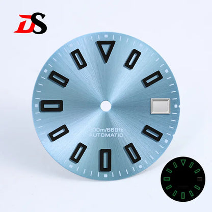 Matte 28.5mm Dial Hollow Index Dark Green Lume SKX007 for NH36 Movement 3 O'clock date/No Date Window