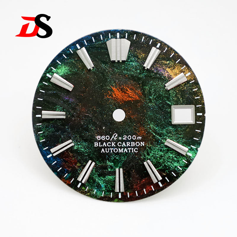 28.5MM Lava Carbon Fiber Dial No Lume Rich Color for NH35NH36 Movement No Date/3o'clock Date