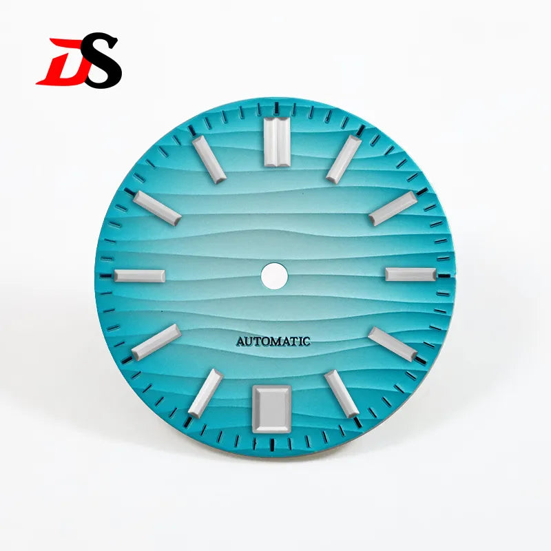 28.5mm Dial Wave Texture No Lume 6 O'clock Date Blue Lume NH35NH36