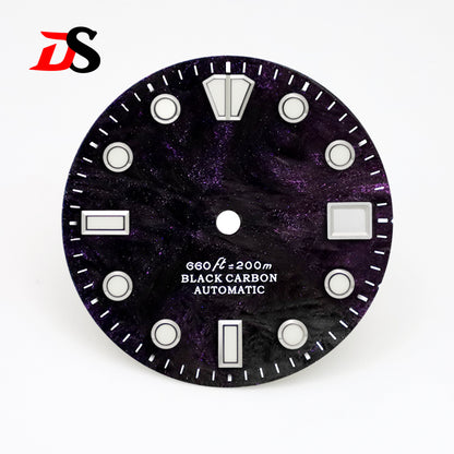 28.5mm Dial Rich Color LavaTexture Carbon Fiber Dial BGW9 Lume for NH35 Movement No Date/3o'clock Date