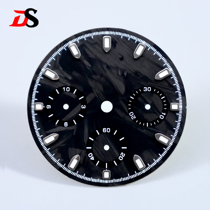 29.5mm Dial Carbon Fiber Dial Blue Lume for VK63 Movement Black Lume