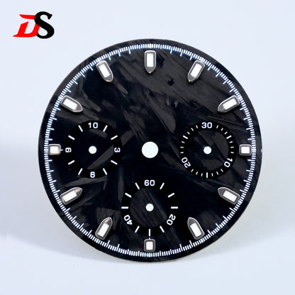 29.5mm Dial Carbon Fiber Dial Blue Lume for VK63 Movement Black Lume