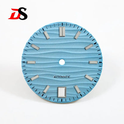 28.5mm Wave Dial 6 O'clock Date Blue Lume for NH35 Movement NH34