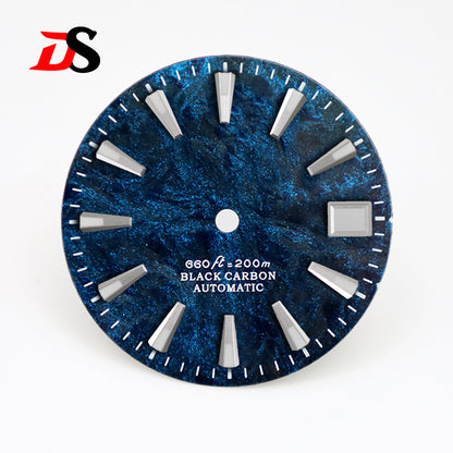 28.5mm Dial Rich Color Lava Texture Carbon Fiber Dial BGW9 C3 Lume for NH35 Movement 3o'clock date