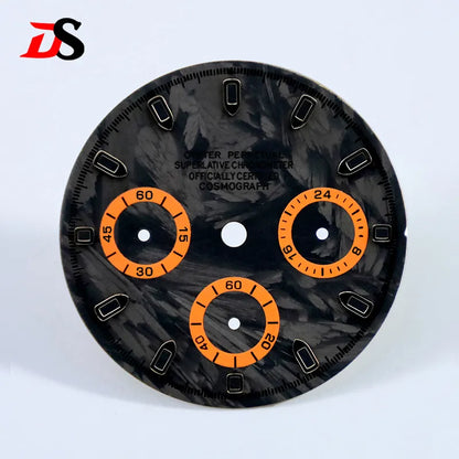 Carbon Fiber Dial Blue Lume for VK63 Movement Black Lume 29.5mm Dial