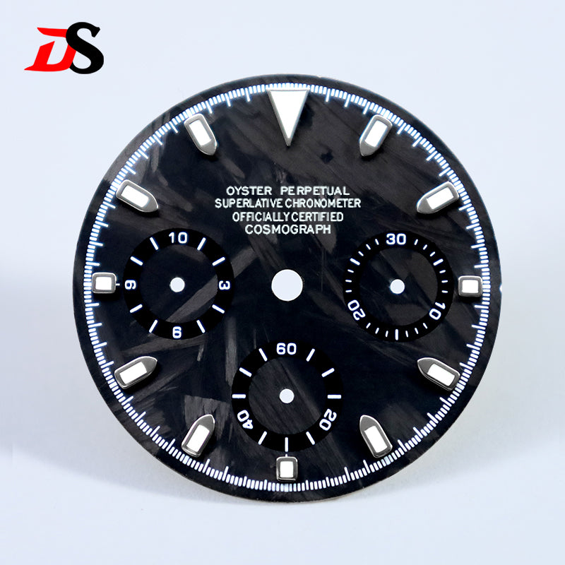 29.5mm Dial Carbon Fiber Blue Lume for VK63 Movement Black Lume